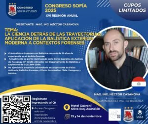 Imagen promocional de Héctor Casanova como expositor en el Congreso de Legislación Médica Odontológica y Ciencias Forenses 2025, Hotel Guaraní, Asunción